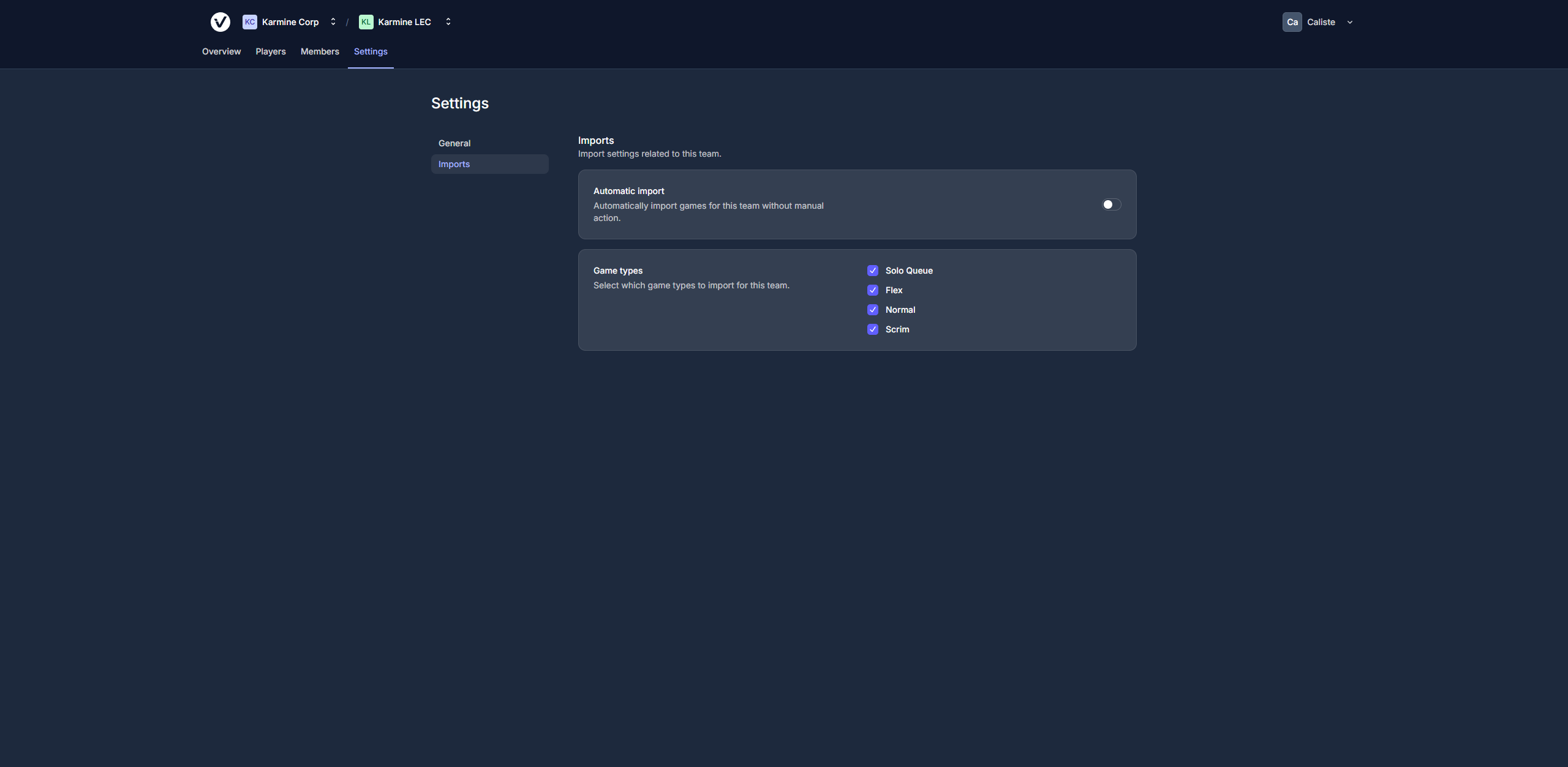 Import settings panel showing auto-import toggle, queue type filters, and import status