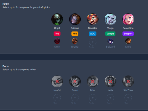 Plan your picks and bans